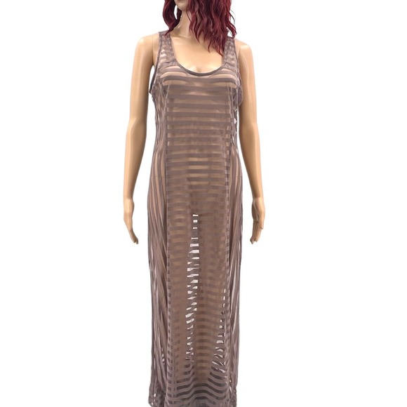 UO x Coincidence & Chance Sheer Stripe Maxi Dress Cover Up Women’s Large Purple - Picture 1 of 7